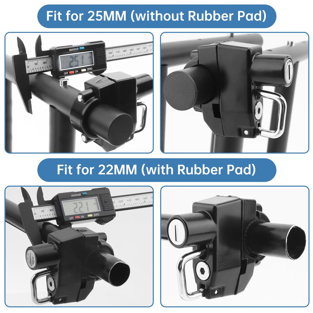 Windance helmet lock mounted on luggage rack for secure parking.