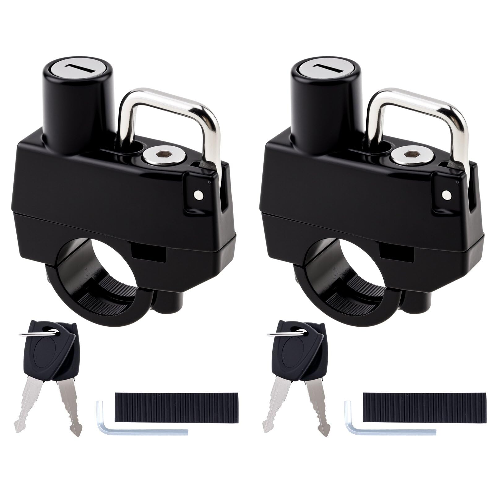 Windance two-pack helmet lock mounted on handlebars for quick security.
