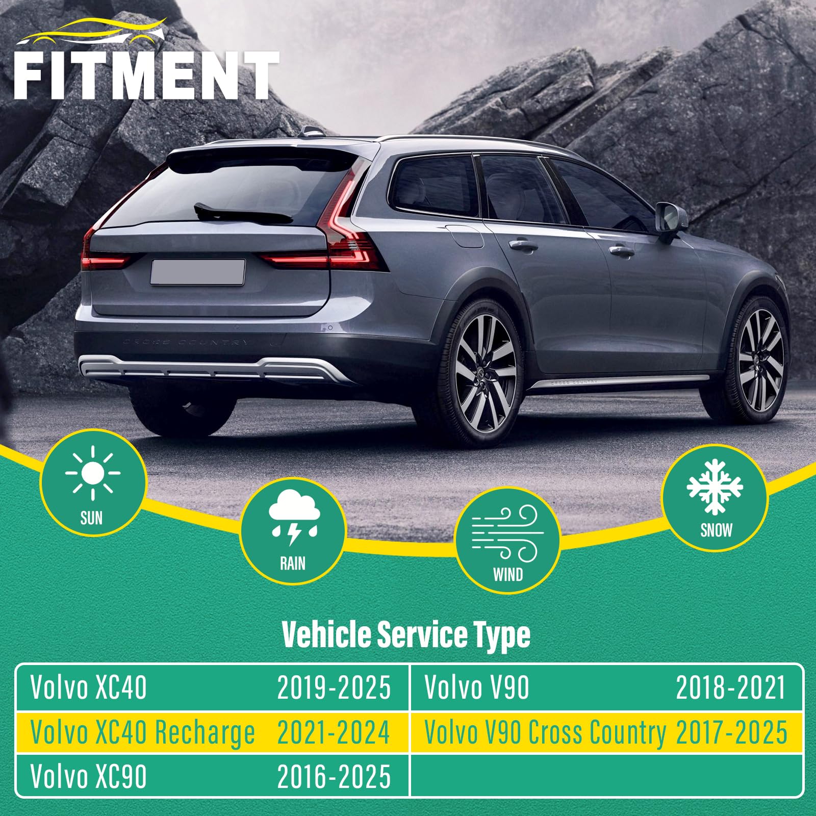WINDSMILE 20-inch front wiper blade for Volvo XC40 and XC90 enhances rain clearing.