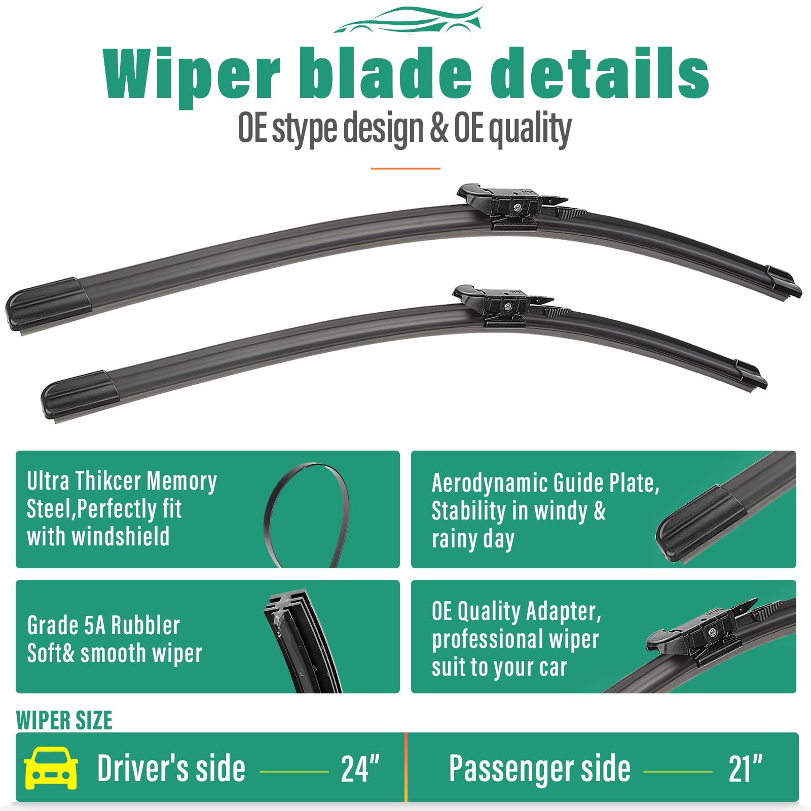 WINDSMILE 21-inch front wiper blade for Pontiac G6 delivers streak-free performance.