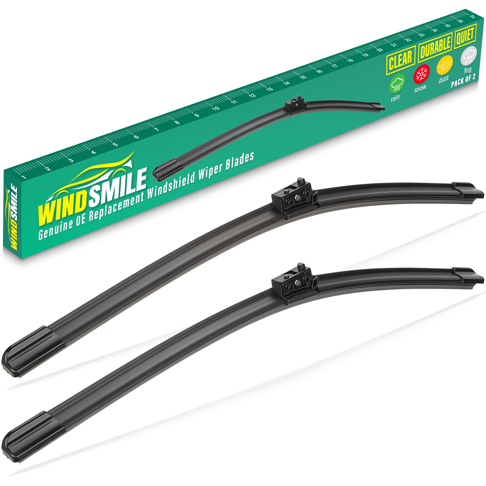 WINDSMILE 24in wiper blades on Mercedes CLA windshield deliver clear visibility in rain.