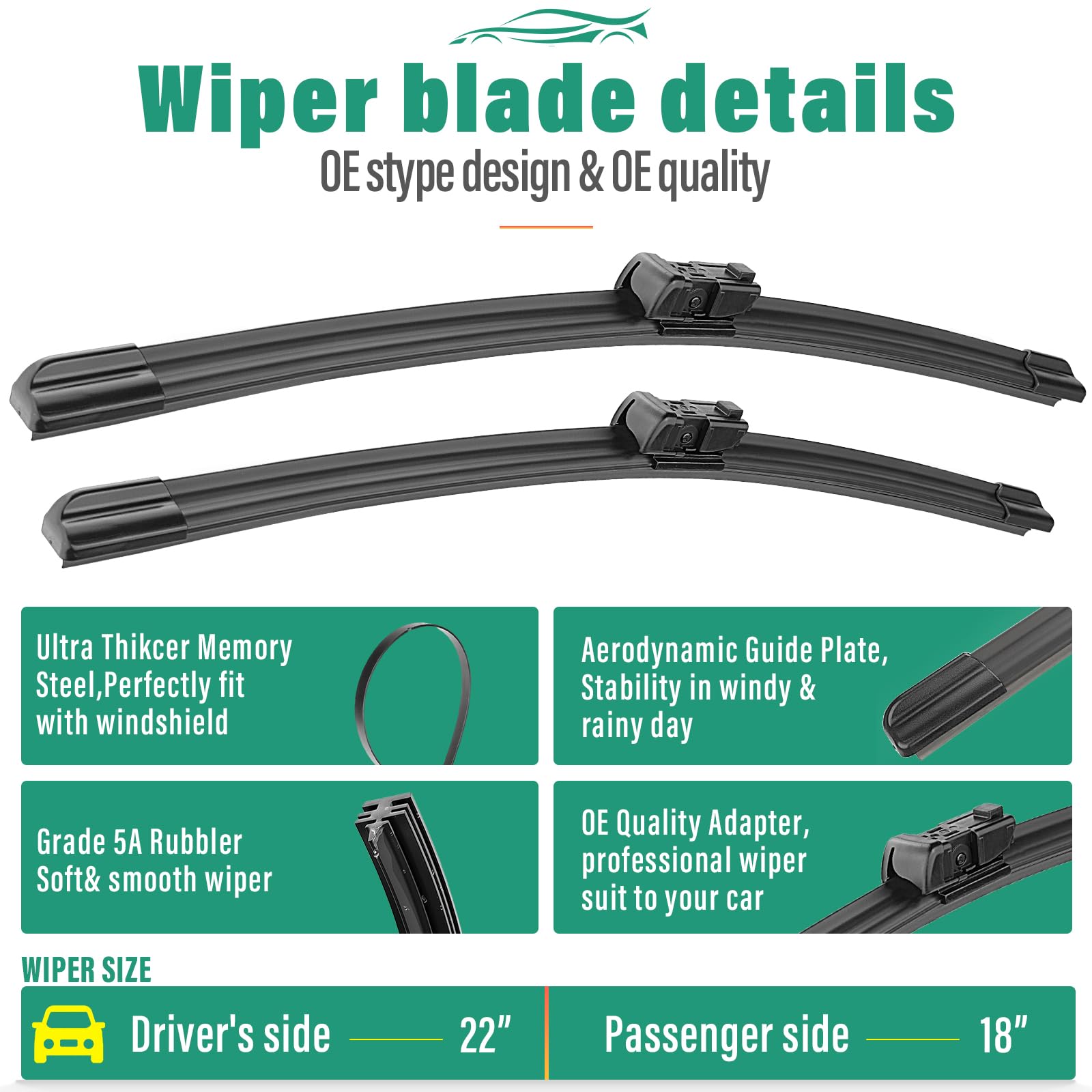 WINDSMILE aerodynamic front wiper design reduces wind lift and noise for smoother drives