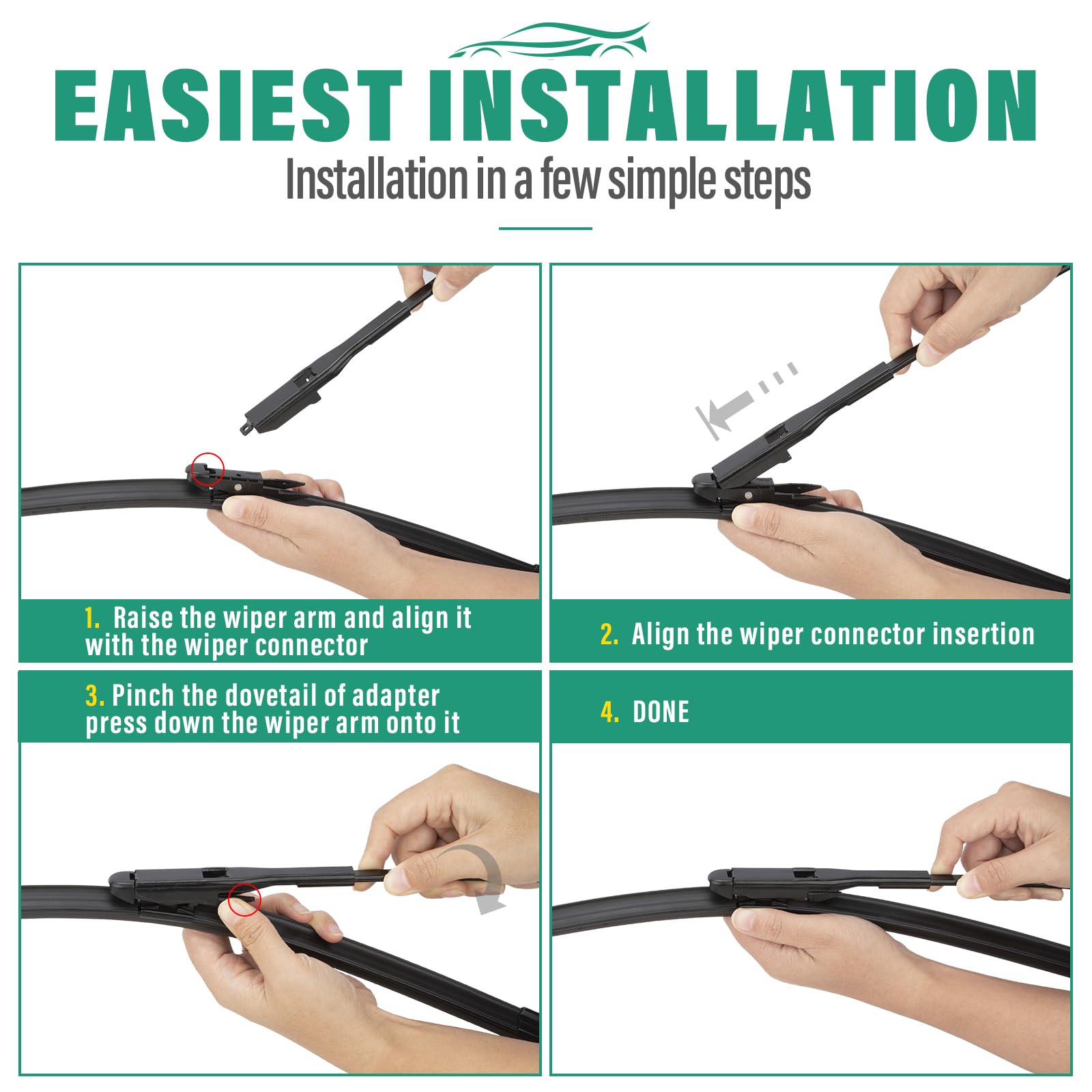 WINDSMILE Aerodynamic blade profile reducing wind lift during high-speed rain.