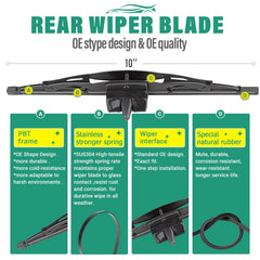 WINDSMILE FJ Cruiser rear 10-inch blade maintains rear window clarity.