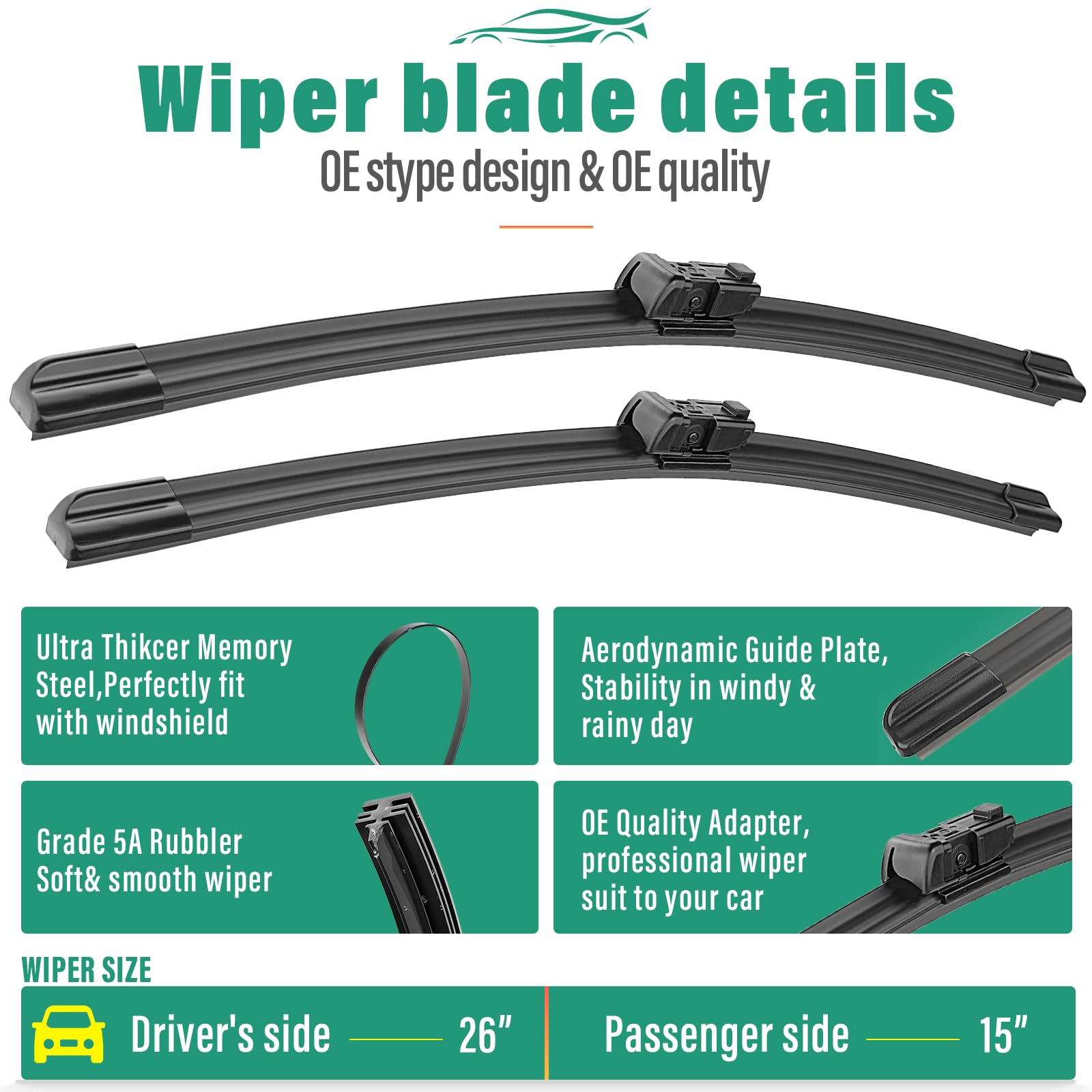 WINDSMILE Ford Fiesta 12-inch rear wiper blade improves rear visibility