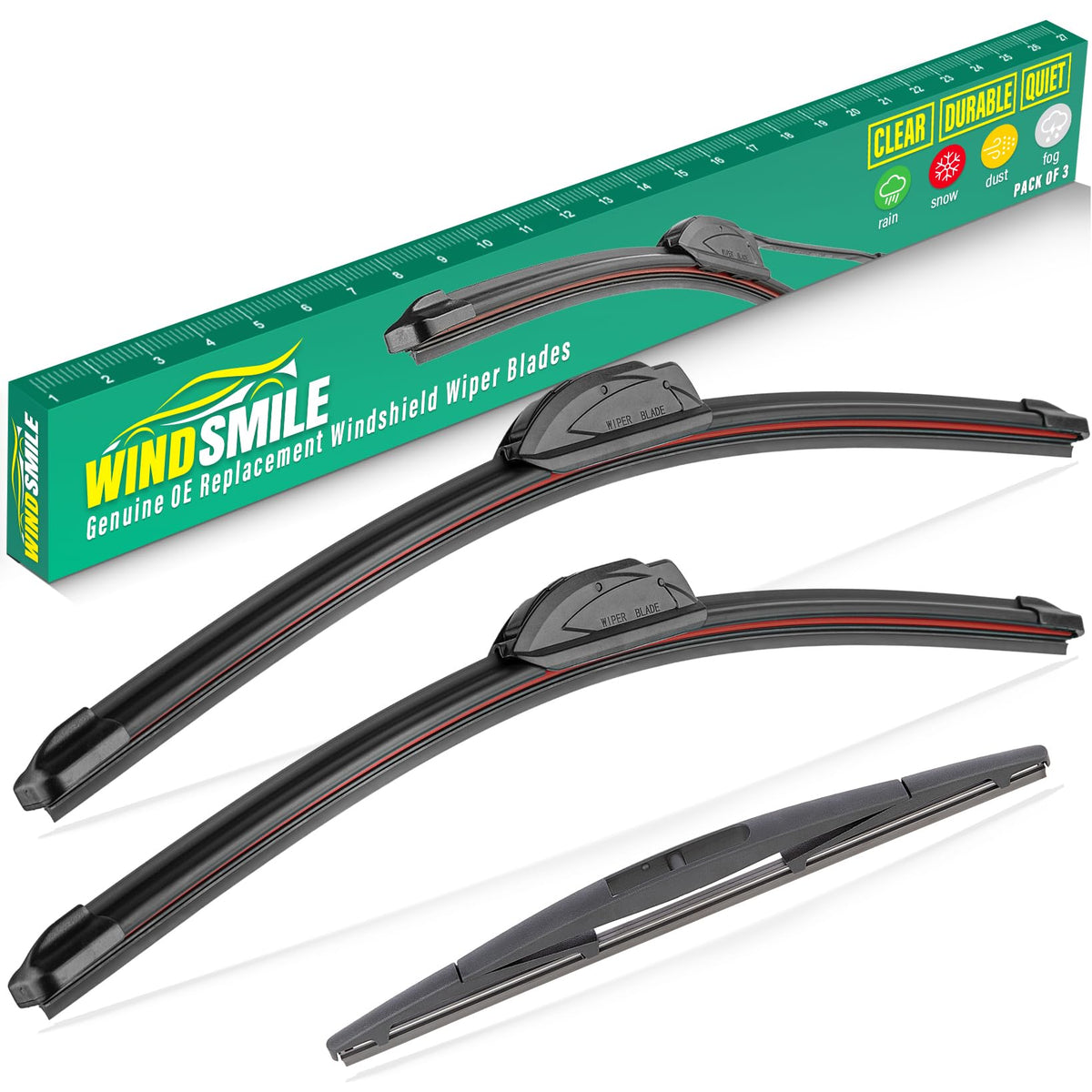 WINDSMILE Forester 22-inch front wiper closeup for streak-free visibility.