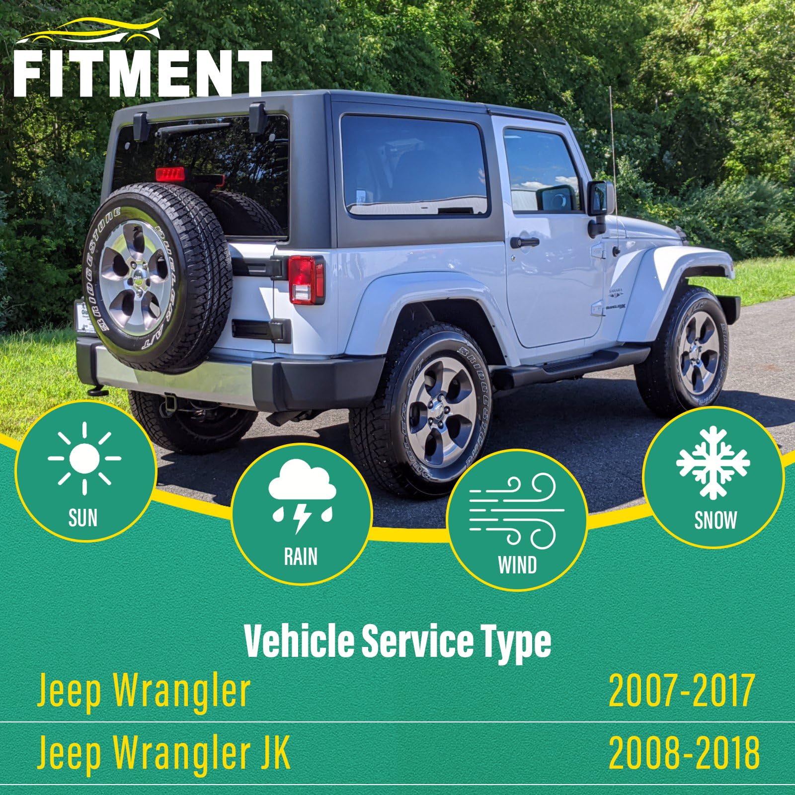 WINDSMILE Jeep Wrangler front 15-inch wiper blade assembly for quick tool-free replacement