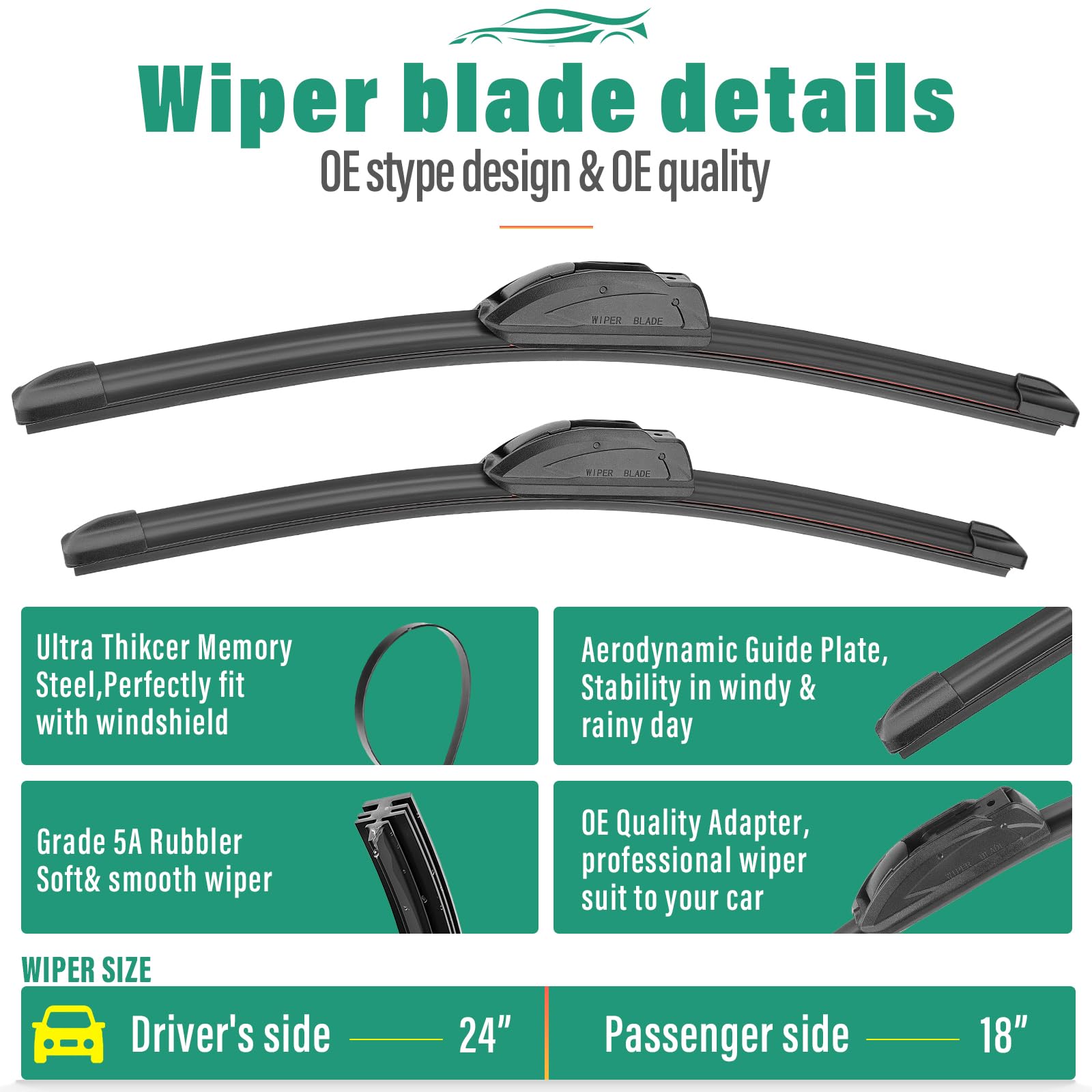 WINDSMILE Kia Seltos 11-inch rear wiper blade ensures clean rear window in wet weather.