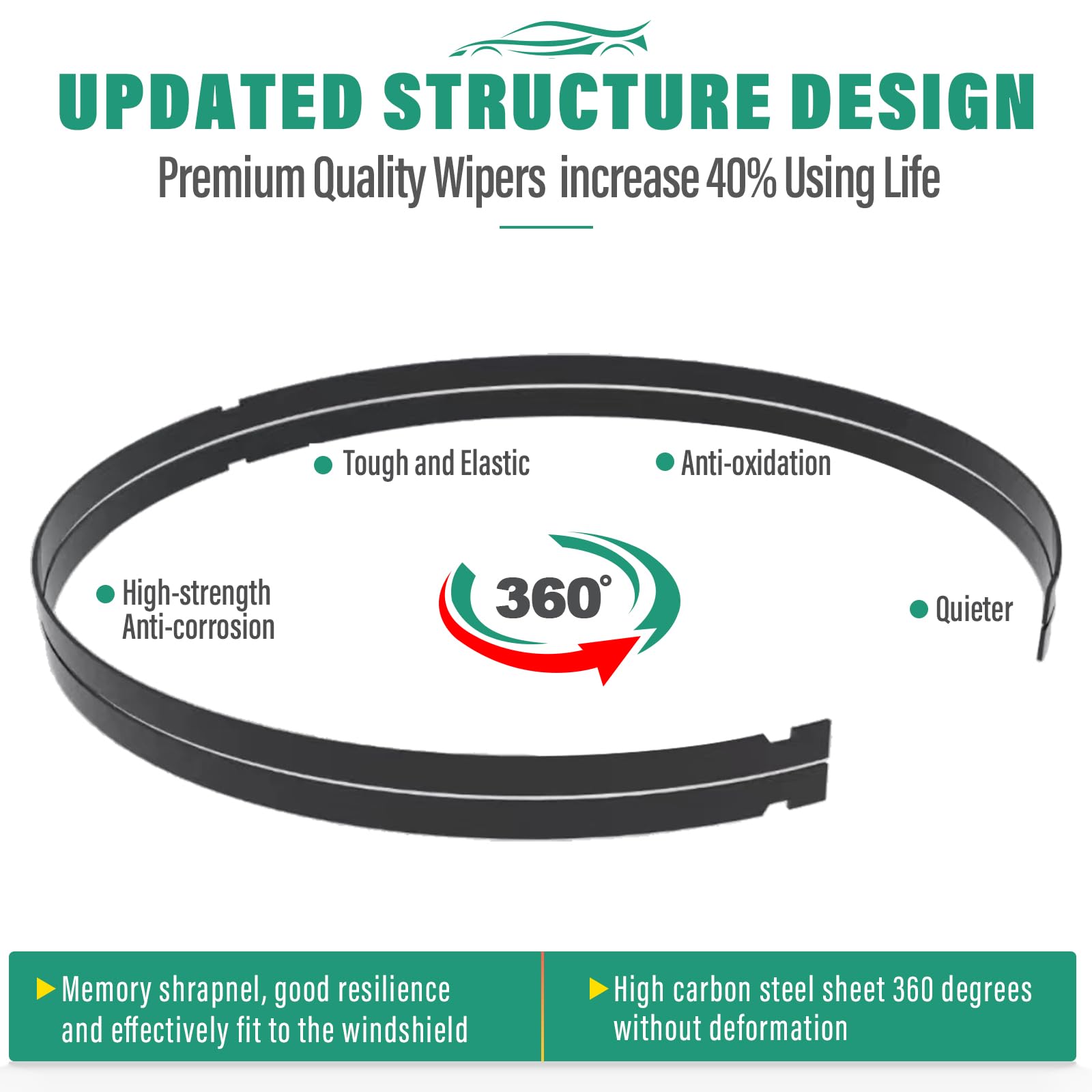 WINDSMILE wiper blades with reduced wind lift for quieter operation on highway drives.