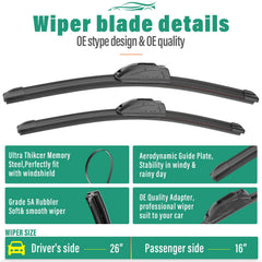 WINDSMILE pack of 3 wipers for complete replacement