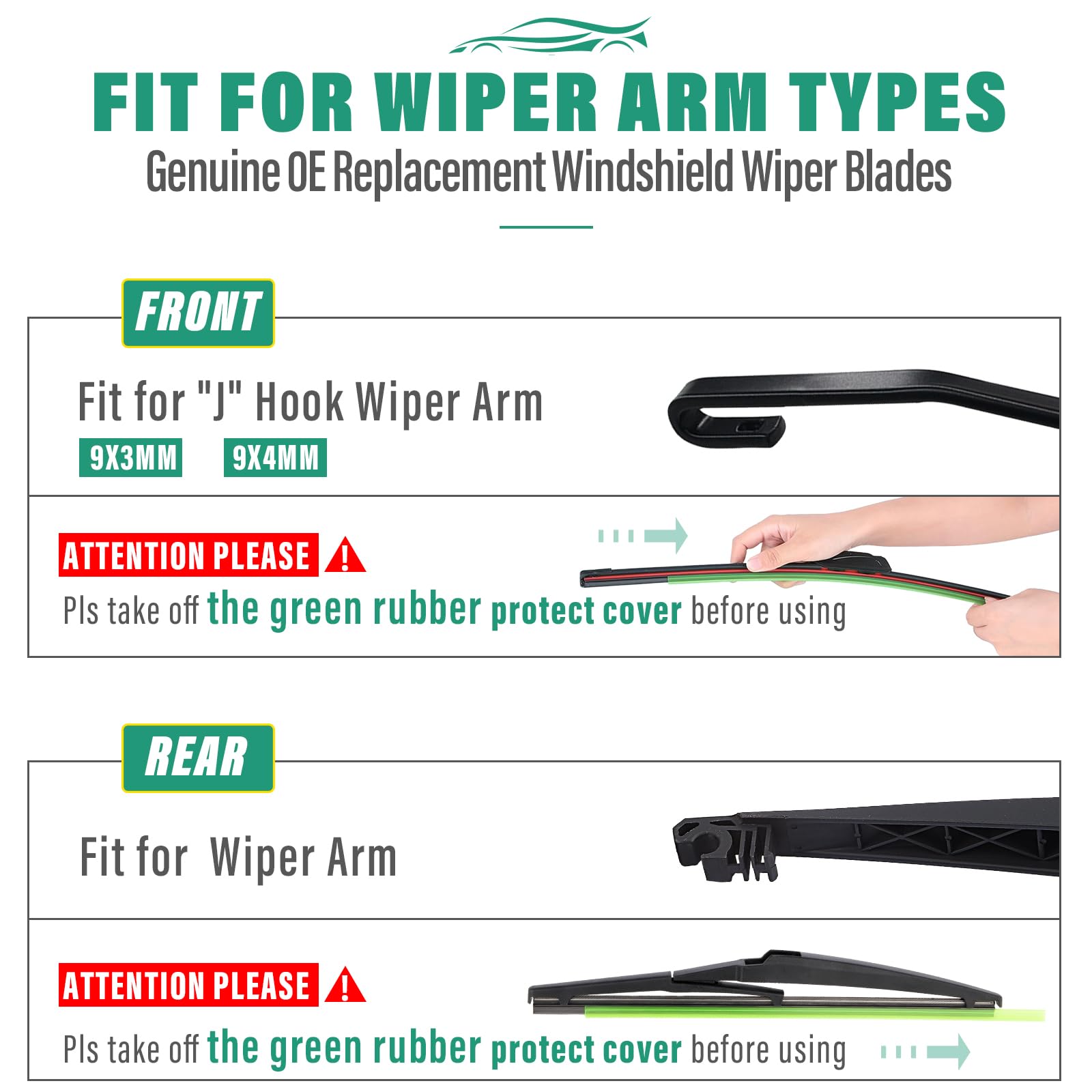 WINDSMILE packaging shows pack of three premium all-weather wipers.