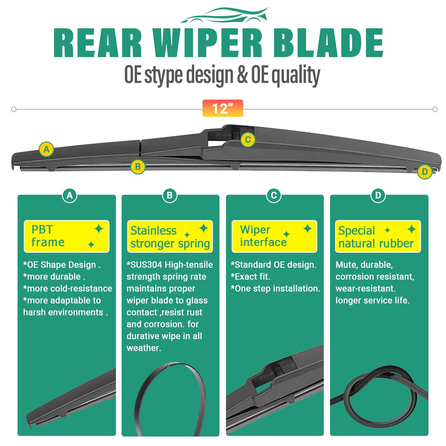 WINDSMILE all-in-one wiper pack for front and rear blades