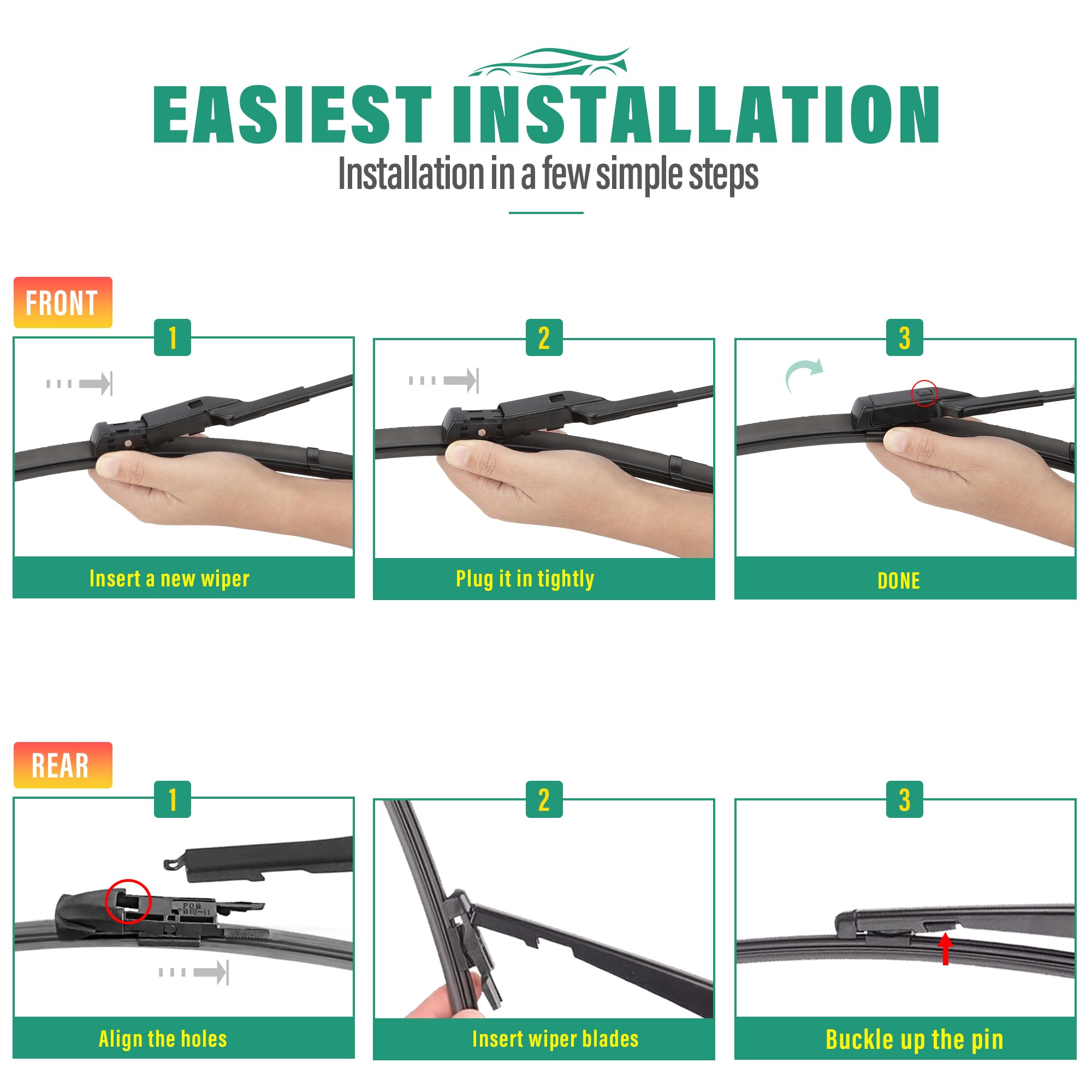 WINDSMILE pack-of-3 wipers provides full front and rear replacement for Porsche Macan