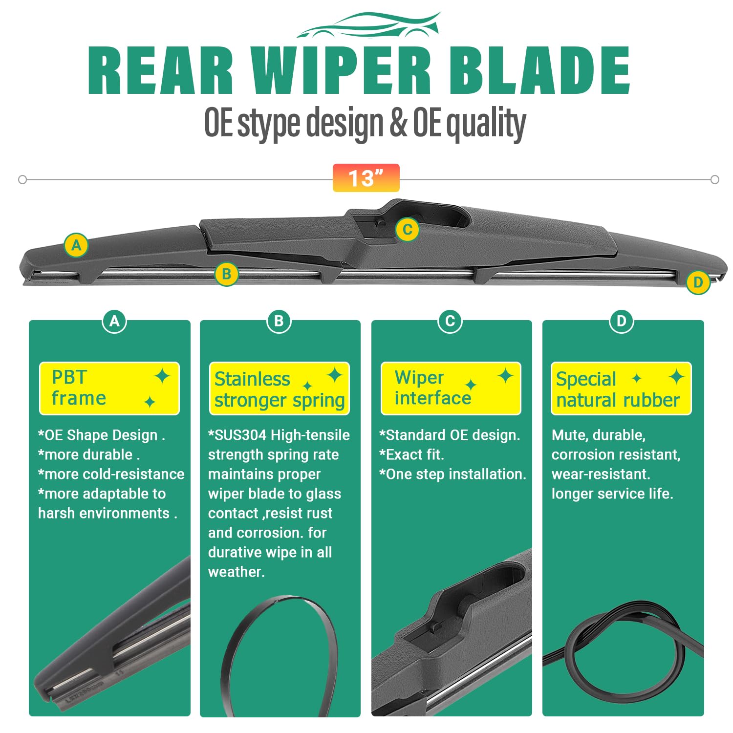 WINDSMILE Sedona 26-inch front wiper blade for precise contact and durability