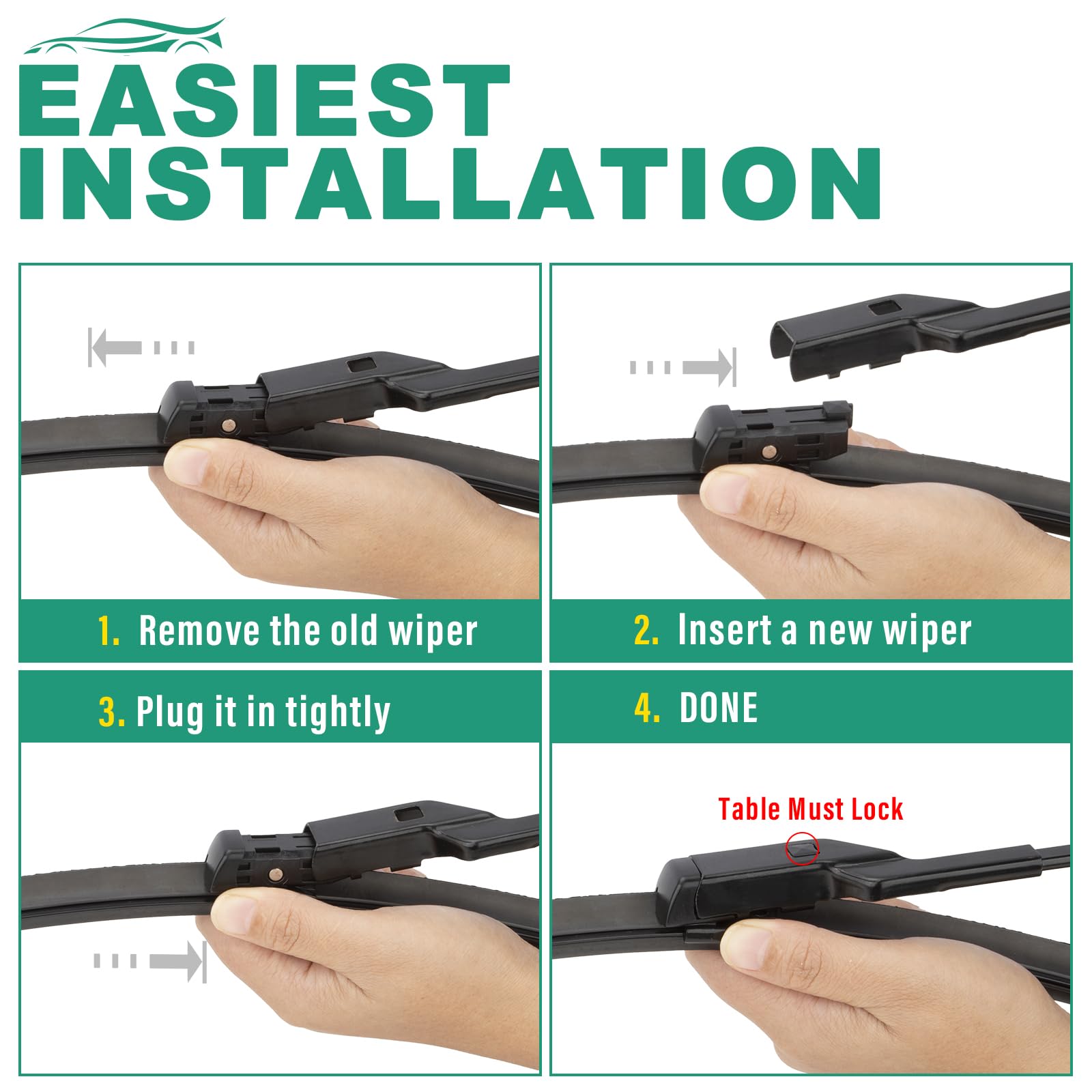 Windsmile high-quality rubber provides efficient, streak-free wiping.