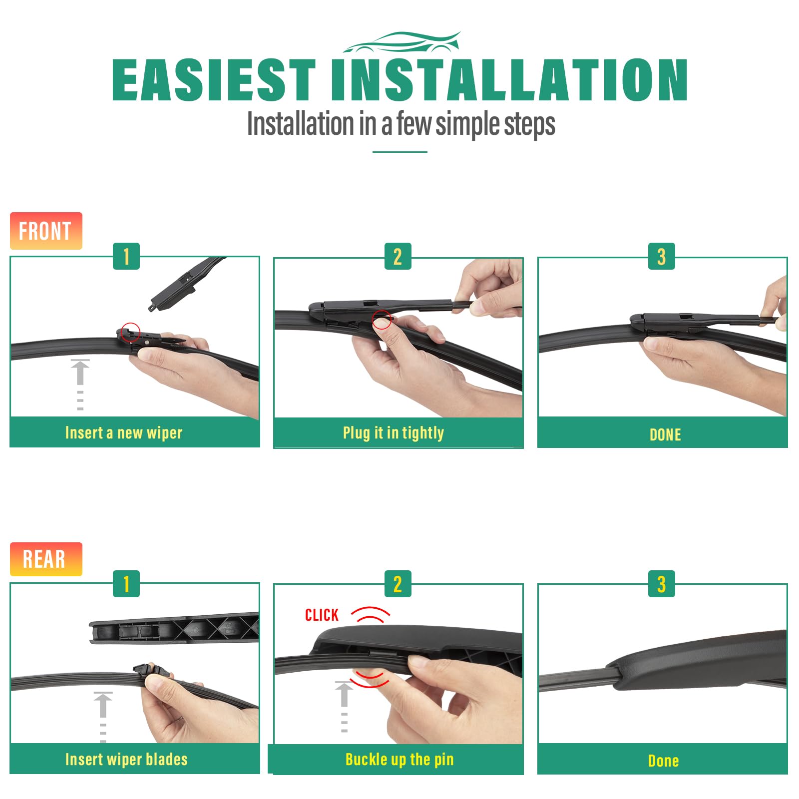 WINDSMILE streak-free performance in rain, snow, and mist enhances visibility.