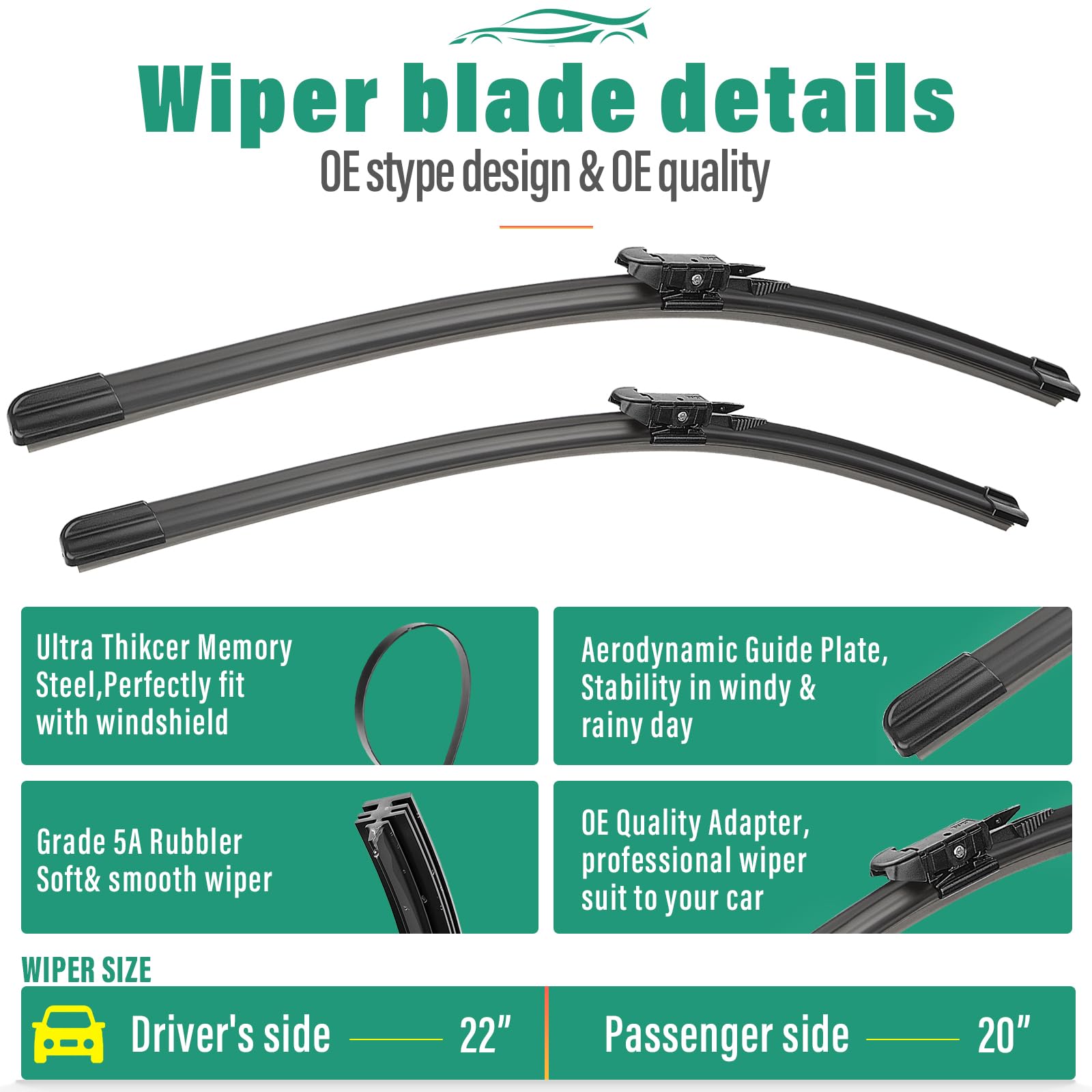 WINDSMILE streak-free wipe for reliable visibility in rain.