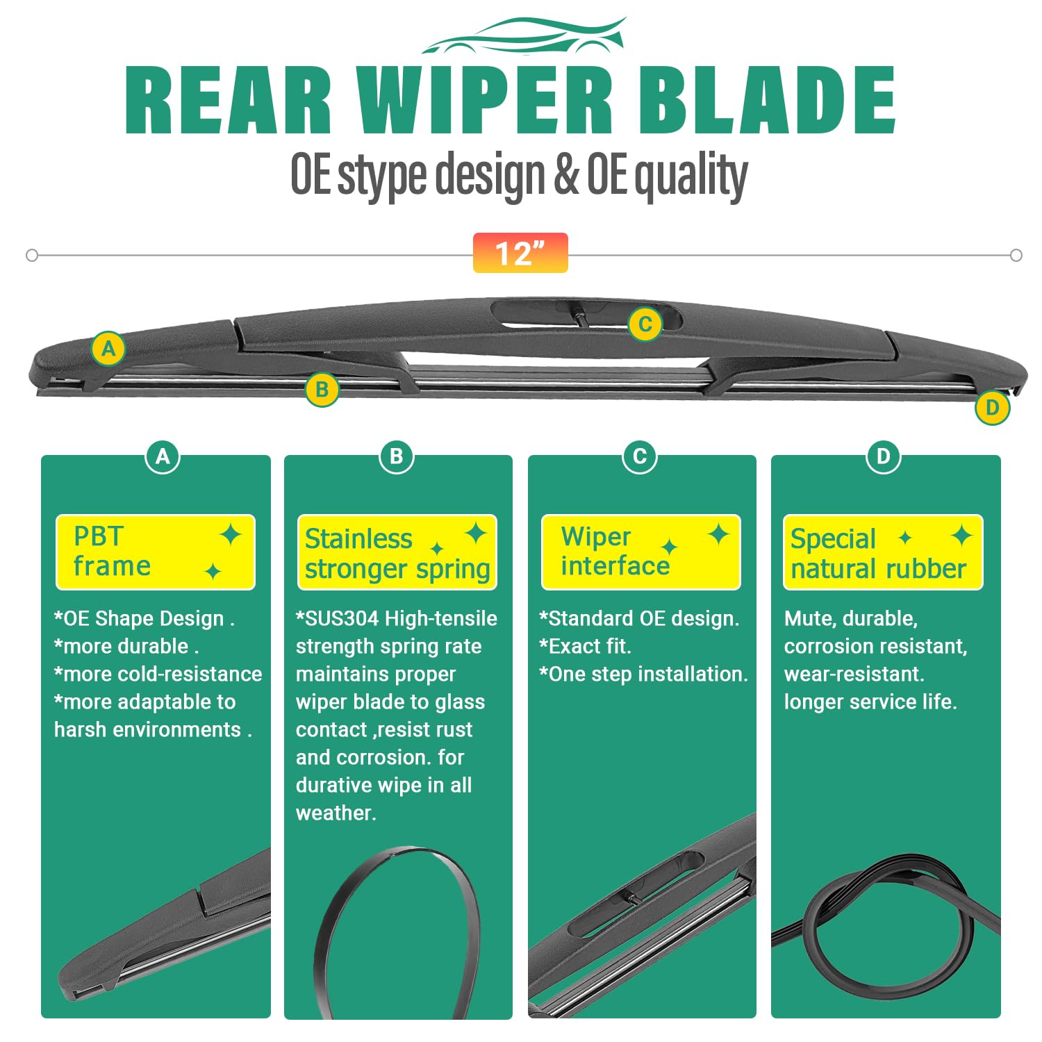 WINDSMILE Tahoe 12in rear wiper blade with smooth sweep