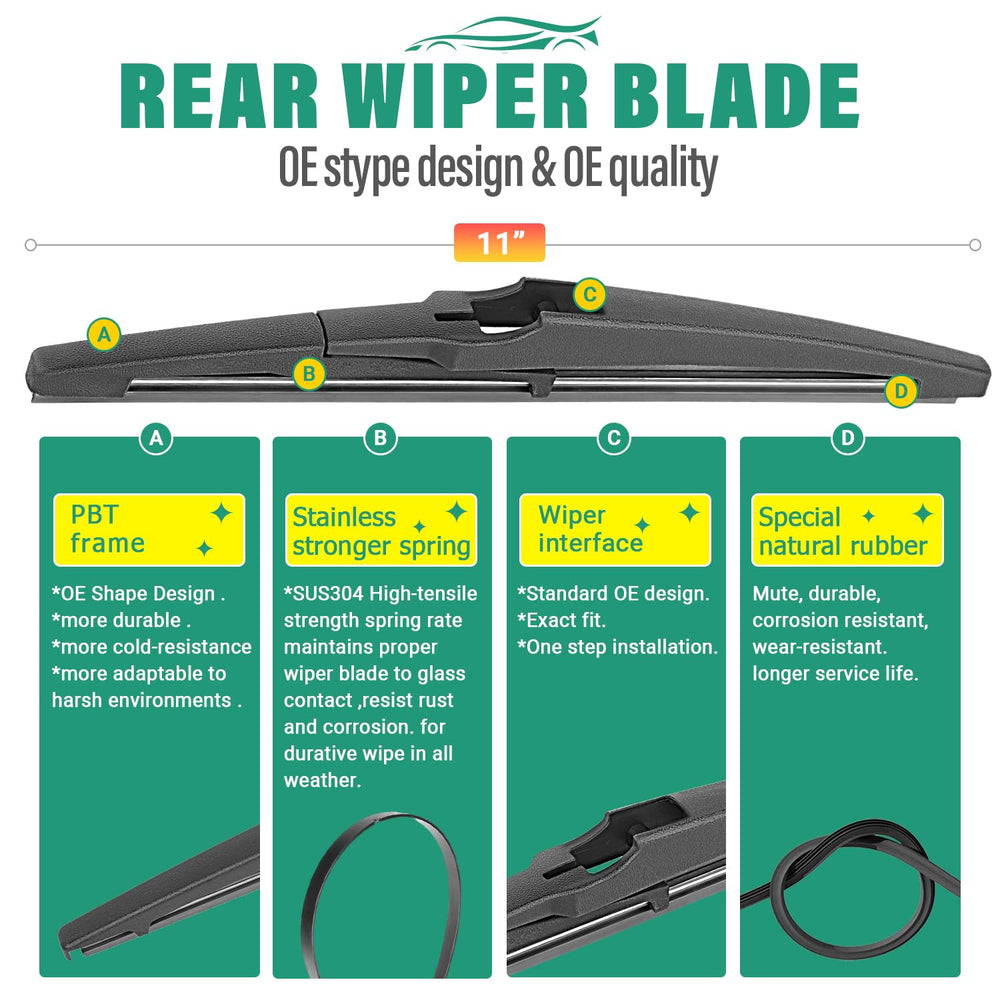 WINDSMILE Trax wipers pack of 3 for complete front and rear coverage.