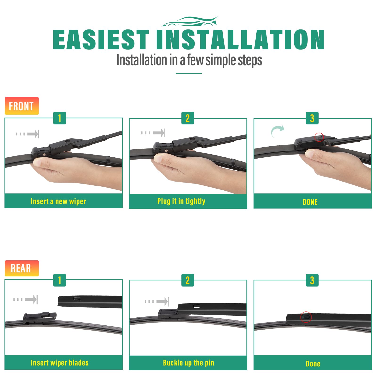 WINDSMILE UV-resistant wipers resist sun damage for longer service life.