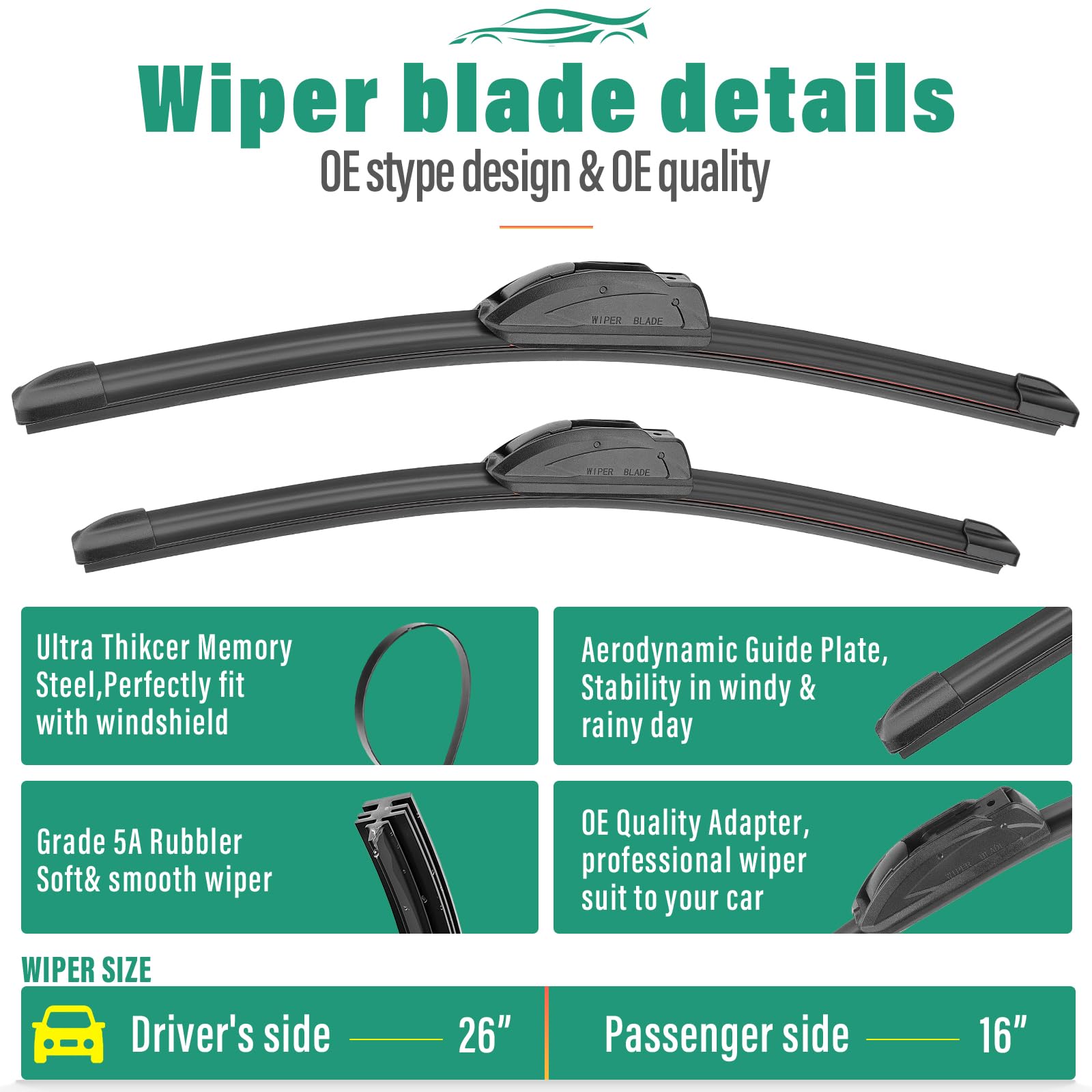 WINDSMILE 11 inch rear blade for Hyundai Santa Fe provides rear window coverage
