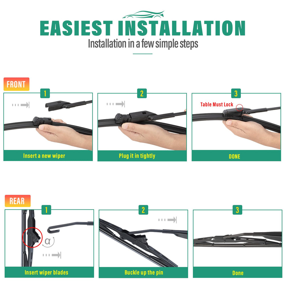 WINDSMILE Wiper blade assembly for simple tool-free installation