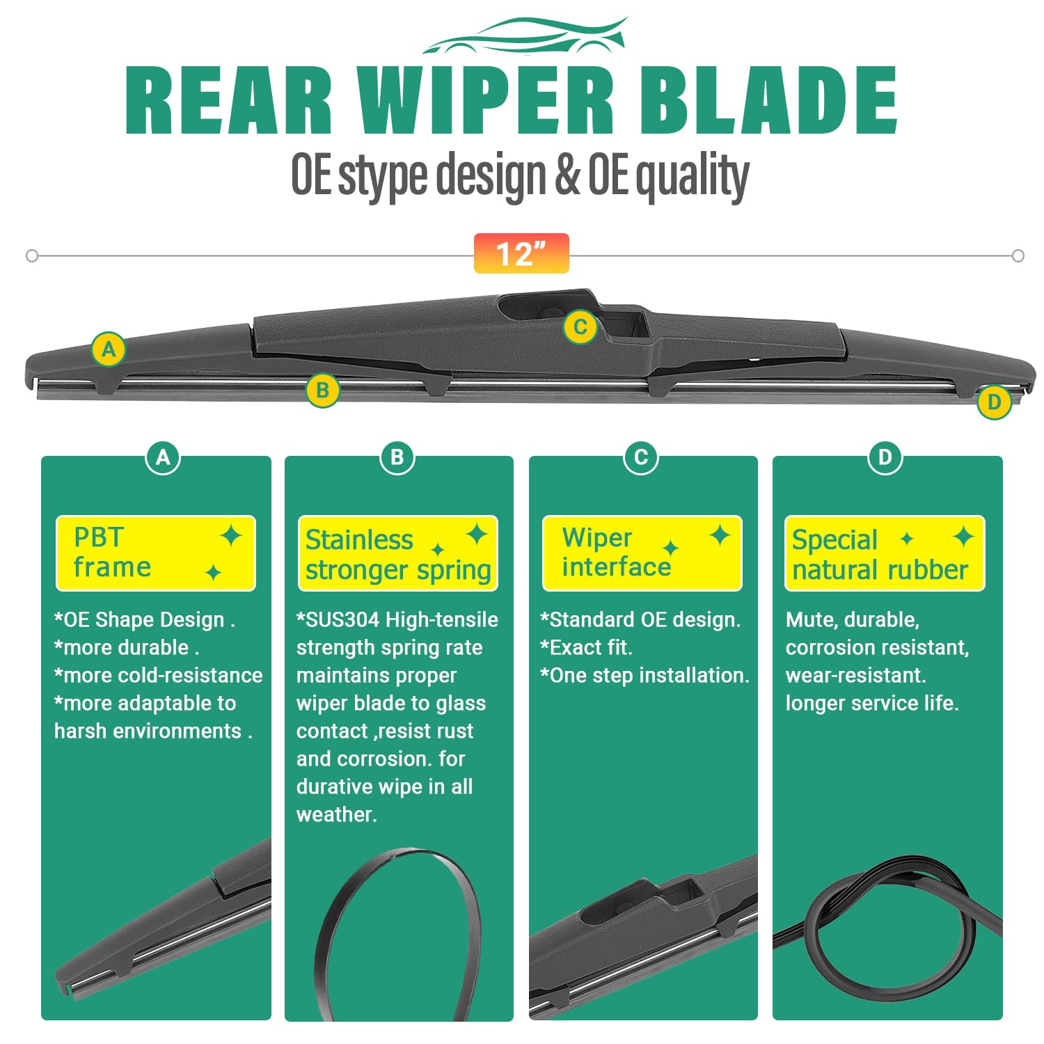 WINDSMILE wiper blade rubber close-up showing durable, streak-free performance.