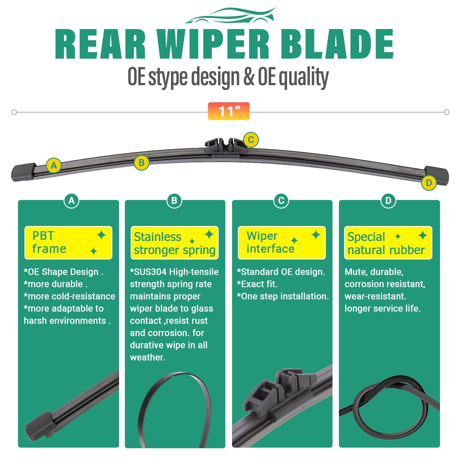 WINDSMILE pack of three wiper blades for complete EcoSport replacement.