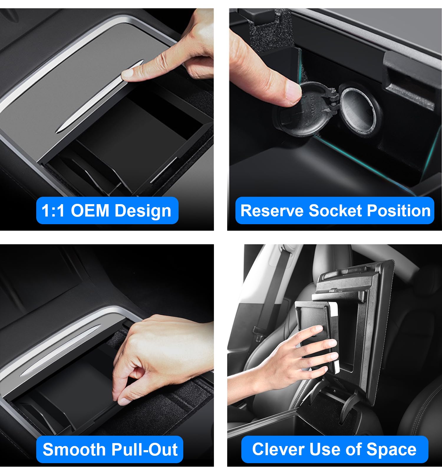 WinDu hidden armrest storage box secures small items discreetly