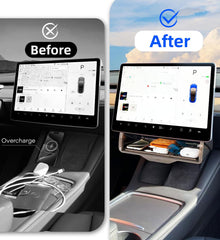 WinDu under-screen storage installed in Model 3/Y shows quick reach after a simple fit.