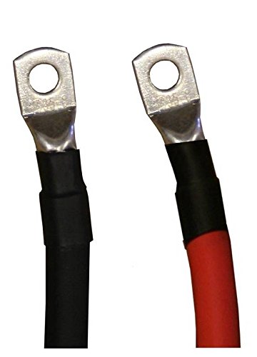 WindyNation 4-0 AWG black copper battery cable, 12 inches, reliable polarity routing.