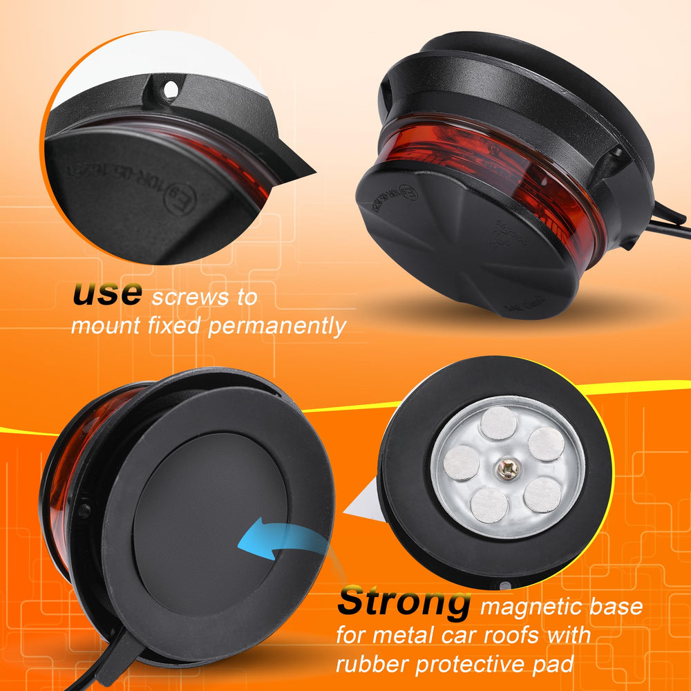 WINECO amber strobe beacon light with screw mount kit for stable mounting