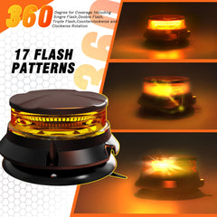 WINECO amber strobe beacon light top magnetic base for quick, secure installation