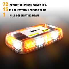 Wineco Amber White 72LED roof strobe side mount for trucks