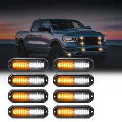 Wineco amber-white LED strobe kit front view shows slim, waterproof design for trucks