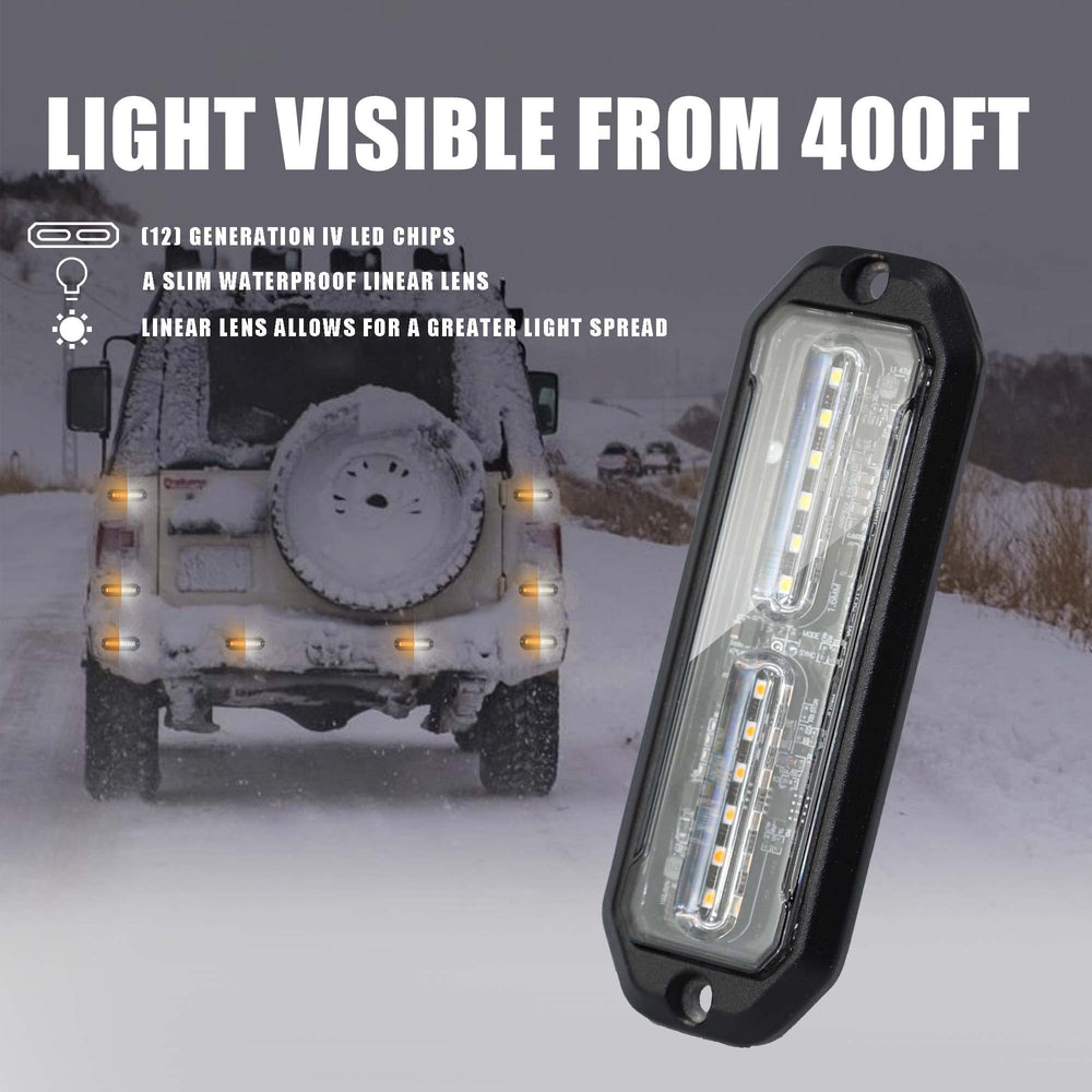 Wineco amber-white LED strobe kit side mount for quick vehicle integration