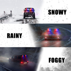 WINECO emergency LED strobe bar rear view with warning lights.