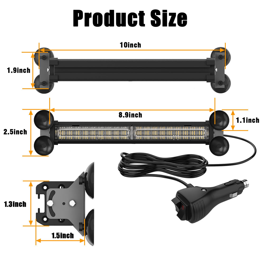 WINECO traffic advisor lights shown with suction cups for stable installation.