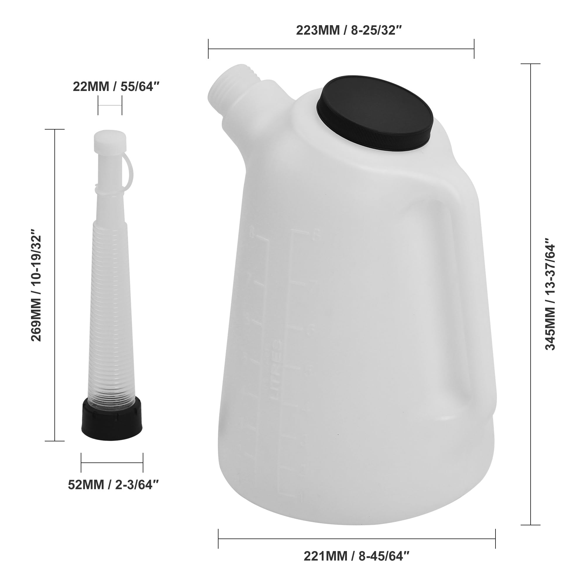 WINMAX TOOLS AUTOMOTIVE removable 8-inch pour spout for easy pouring.