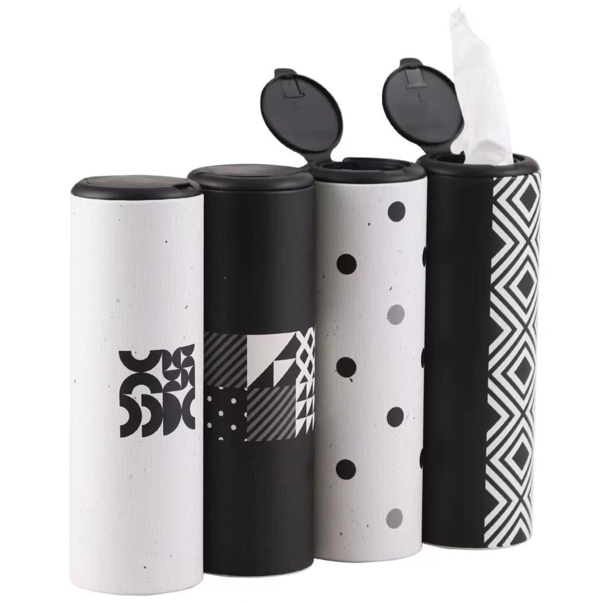 Winoo Design car tissues cylinder with cap for easy cup holder access