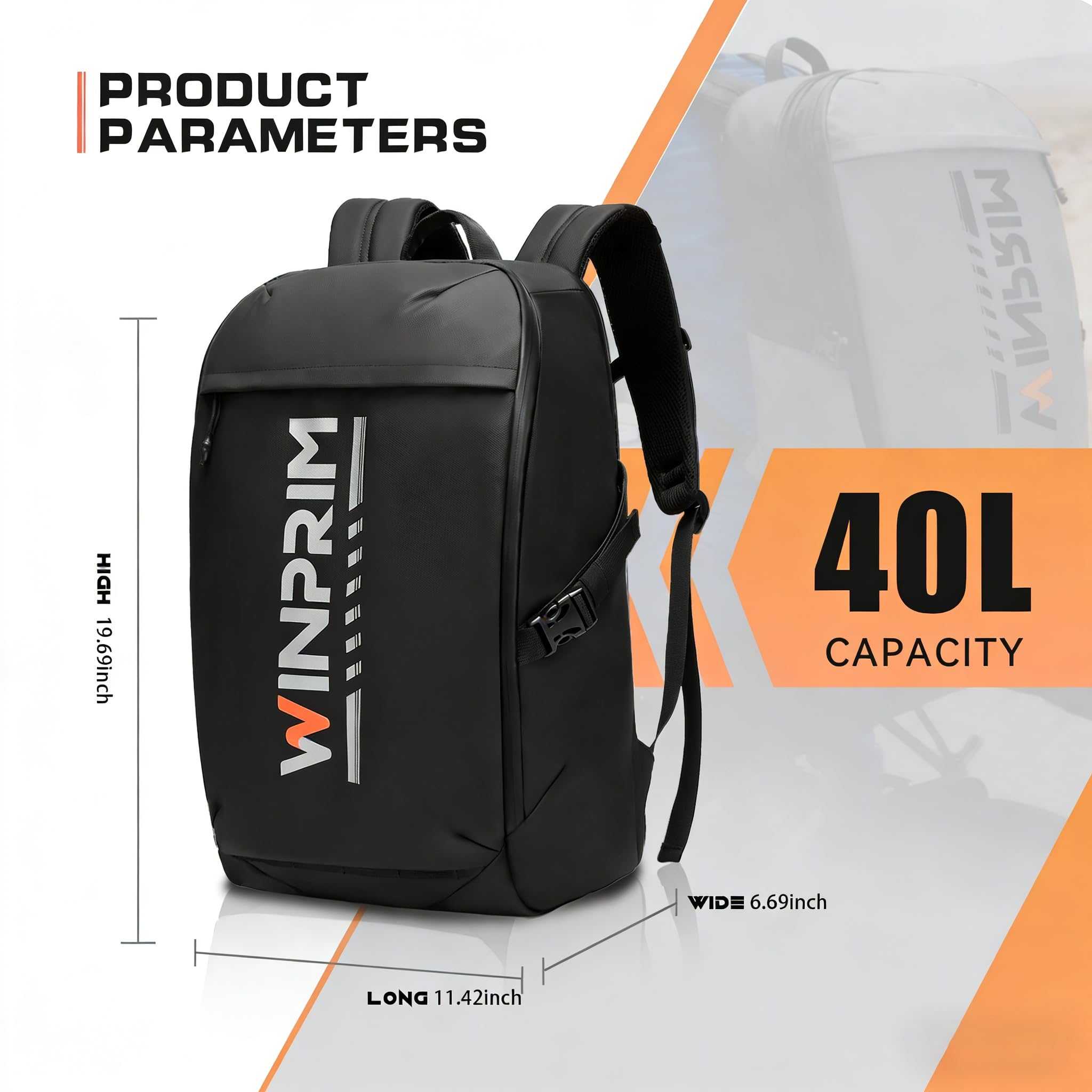 WINPRIM 1680D tear-resistant fabric shields gear against rain and dust.