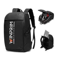 WINPRIM 40L motorcycle backpack with helmet storage for long rides.