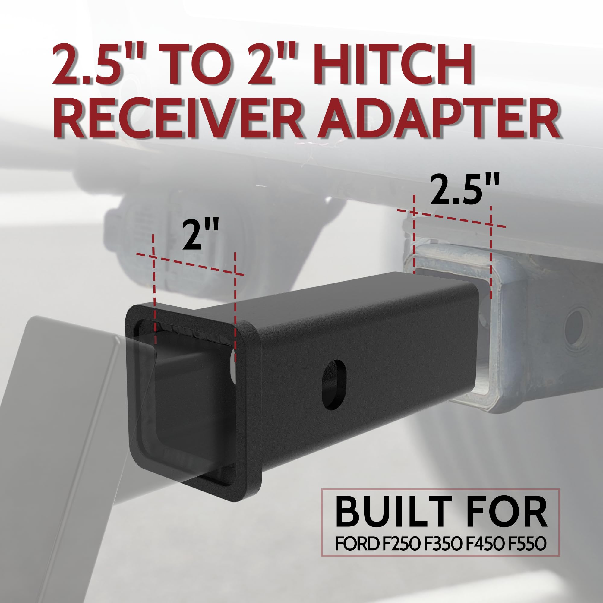 WINSBULL 25-to-2 hitch reducer installation closeup ensures quick, secure pin alignment