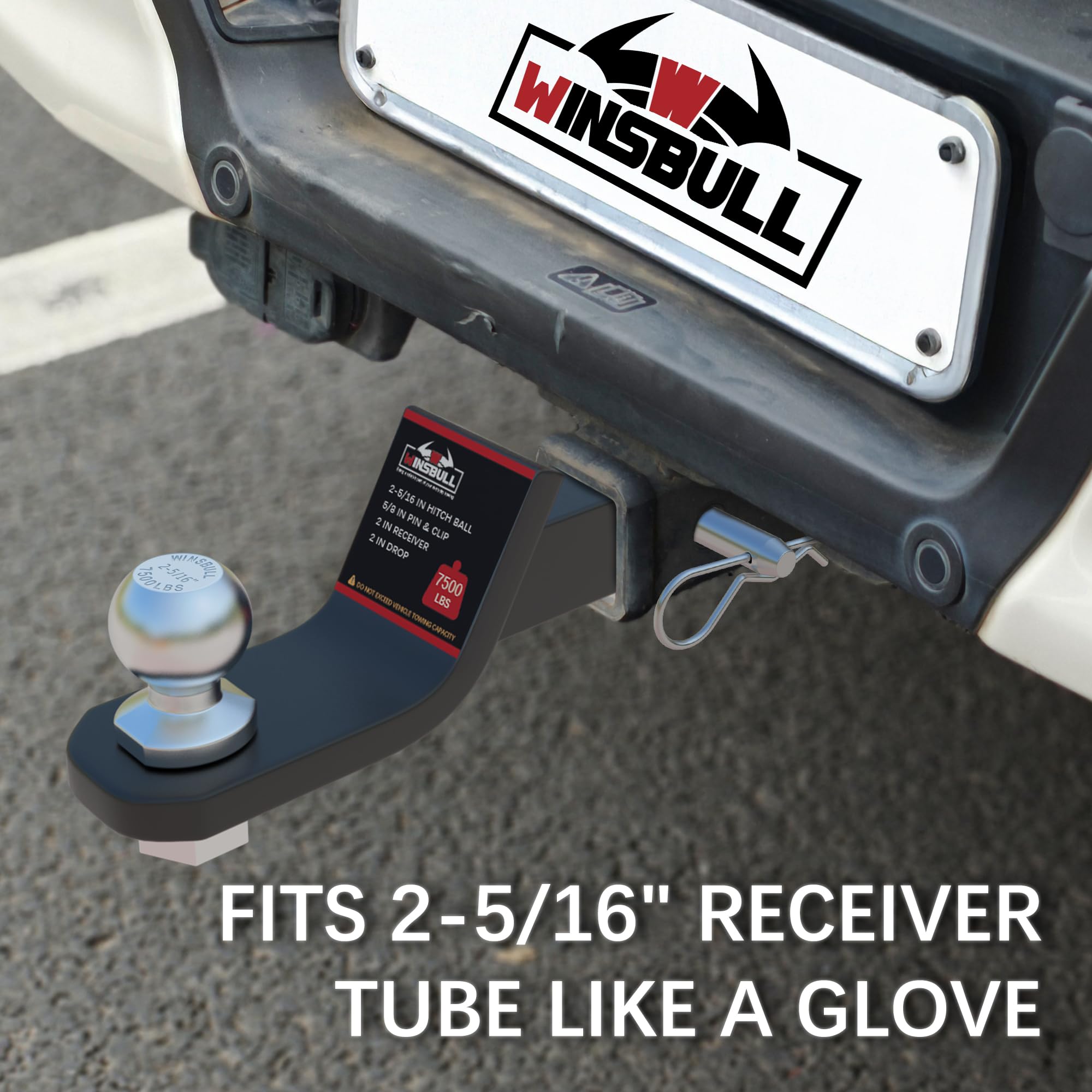 WINSBULL includes hitch pin and clip for immediate towing readiness.