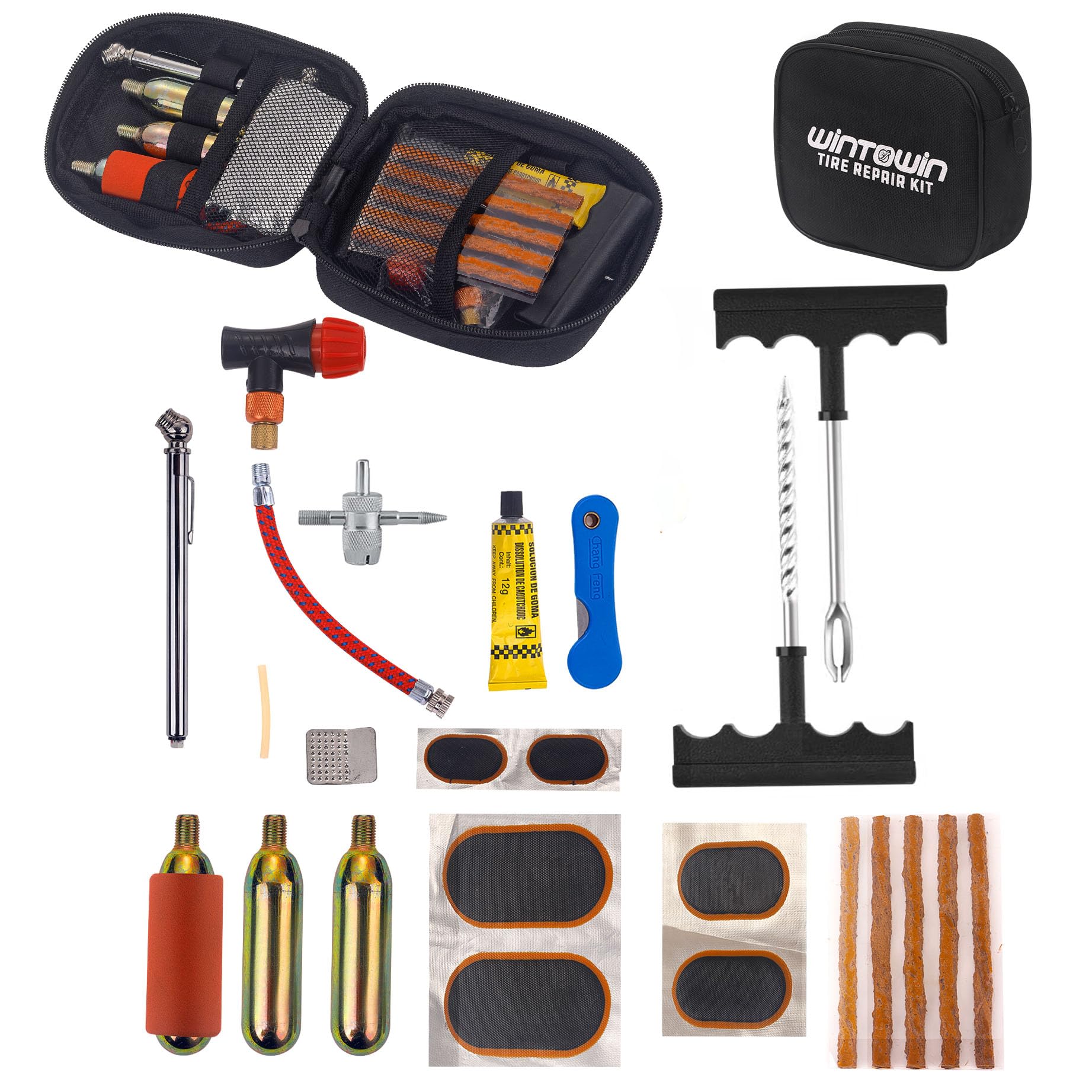 WINTOWIN CO2 tyre inflator in use for quick on-road tire inflation