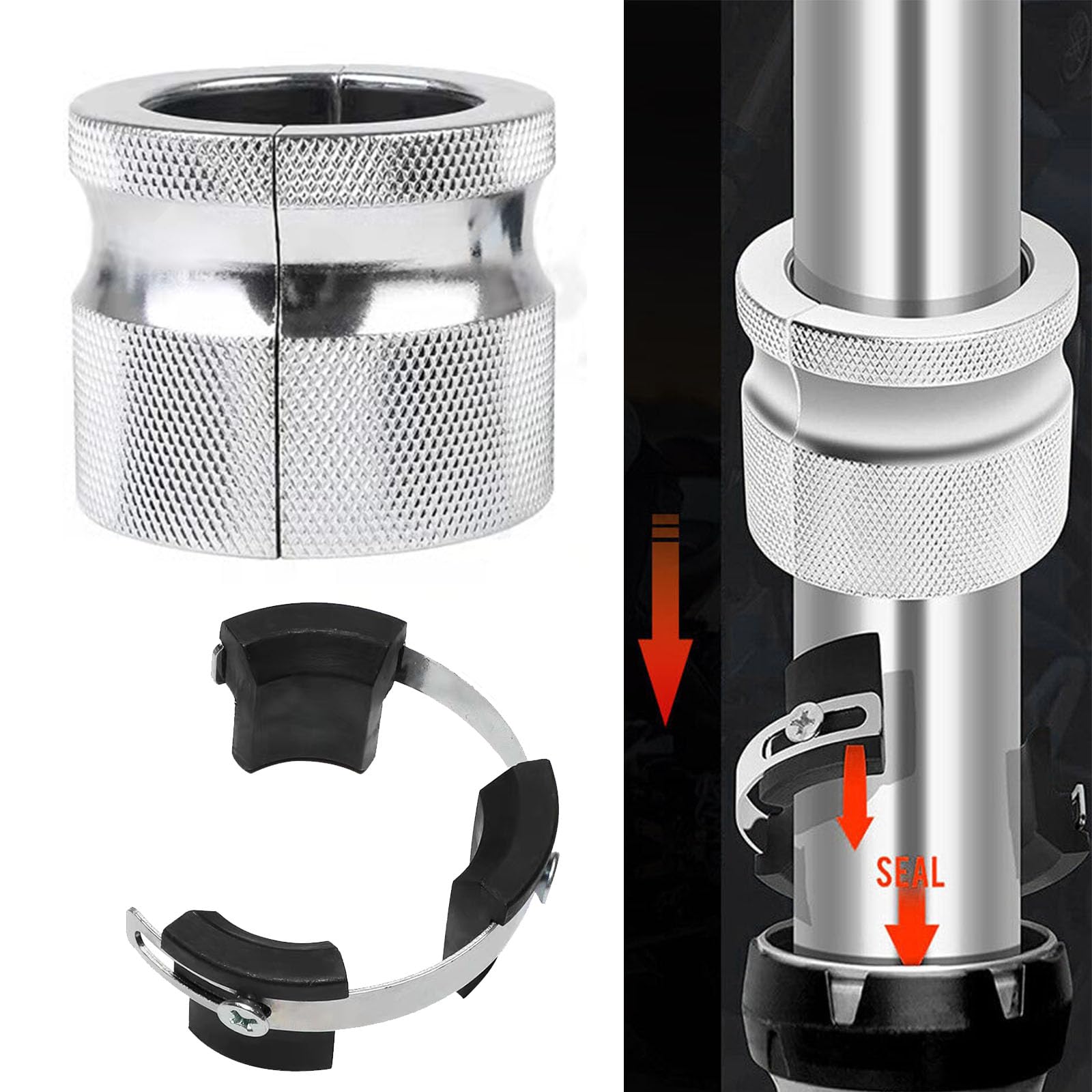 WINTOWIN universal front fork tool in use on a motorcycle.