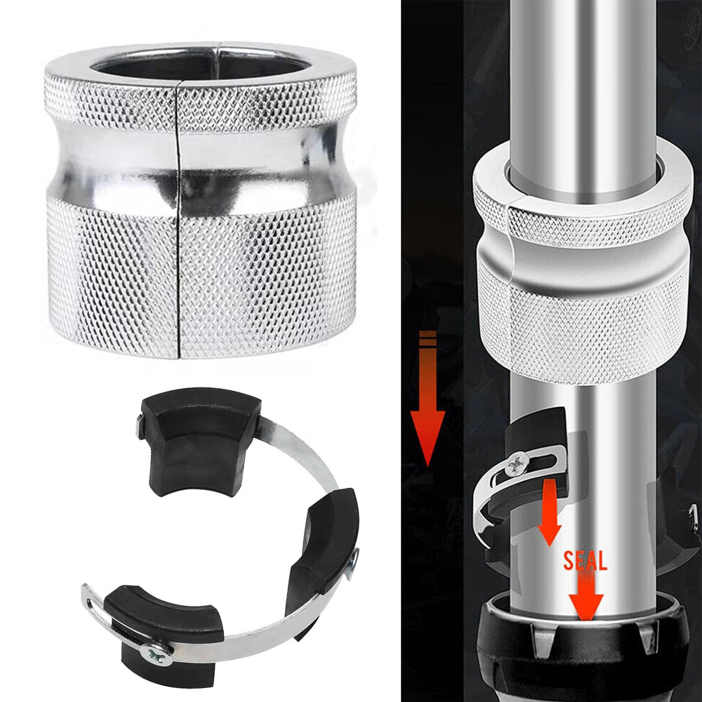 WINTOWIN universal front fork tool in use on a motorcycle.