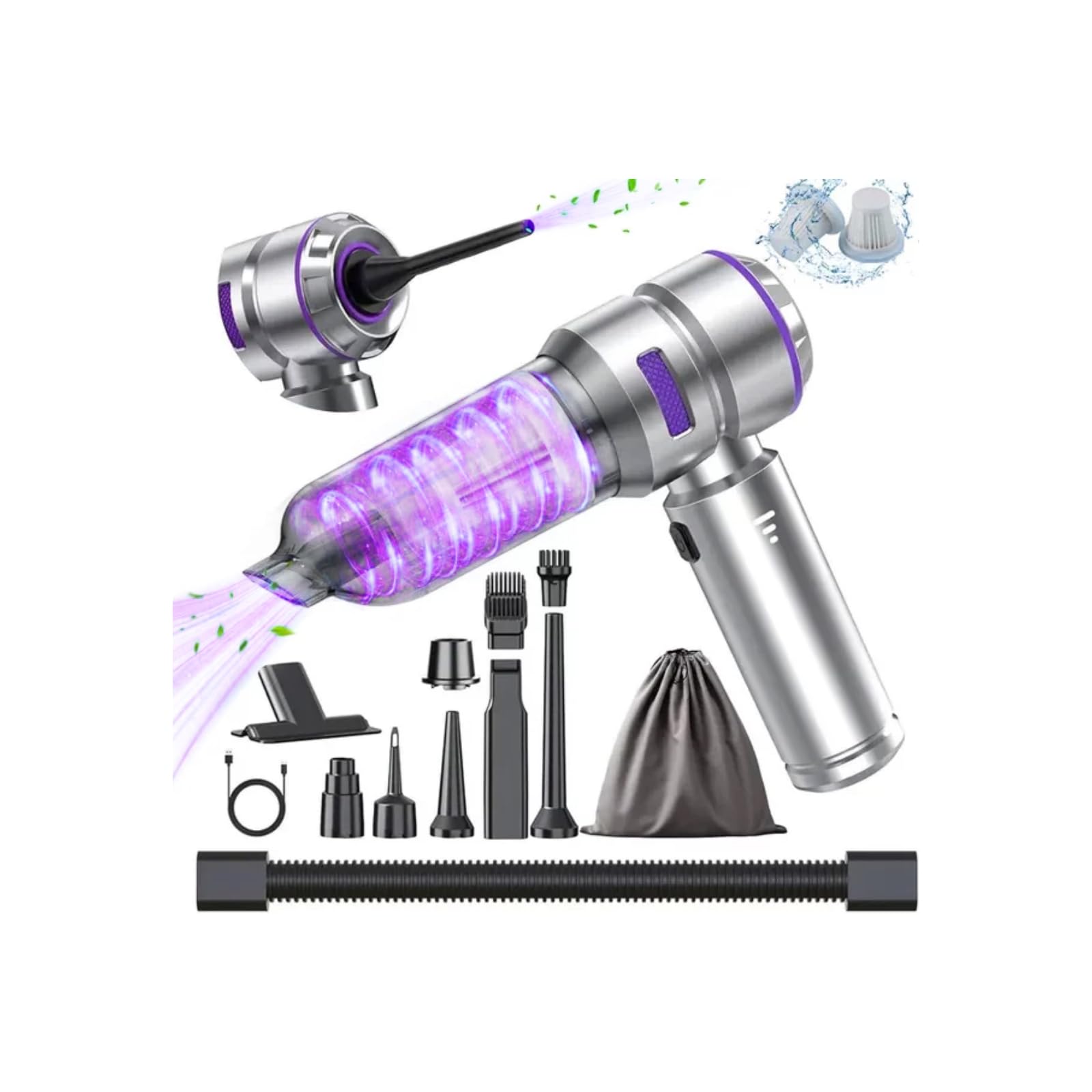 WINWEND car vacuum demonstrating 22000Pa high power for deep cleaning.