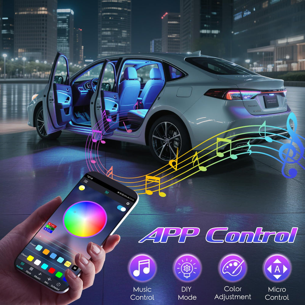 Winzwon interior LED lights with vibrant color-change options.