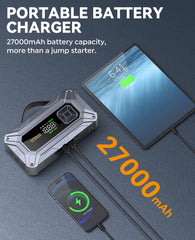 WirshK Jump Starter LCD display offers real-time data and safety indicators.